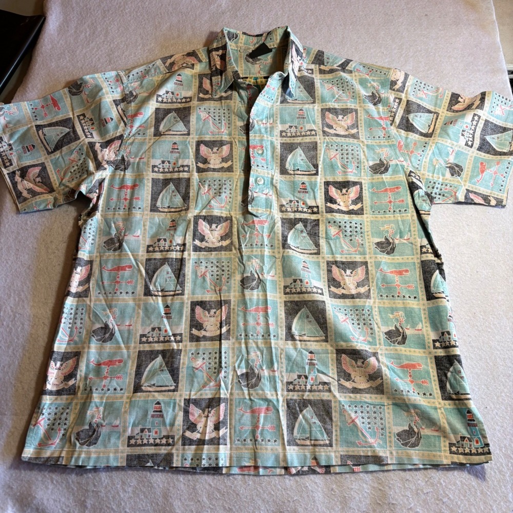 Vintage Maui Trading Co Reverse Print XL Button Down Shirt Hawaiian Short Sleeve